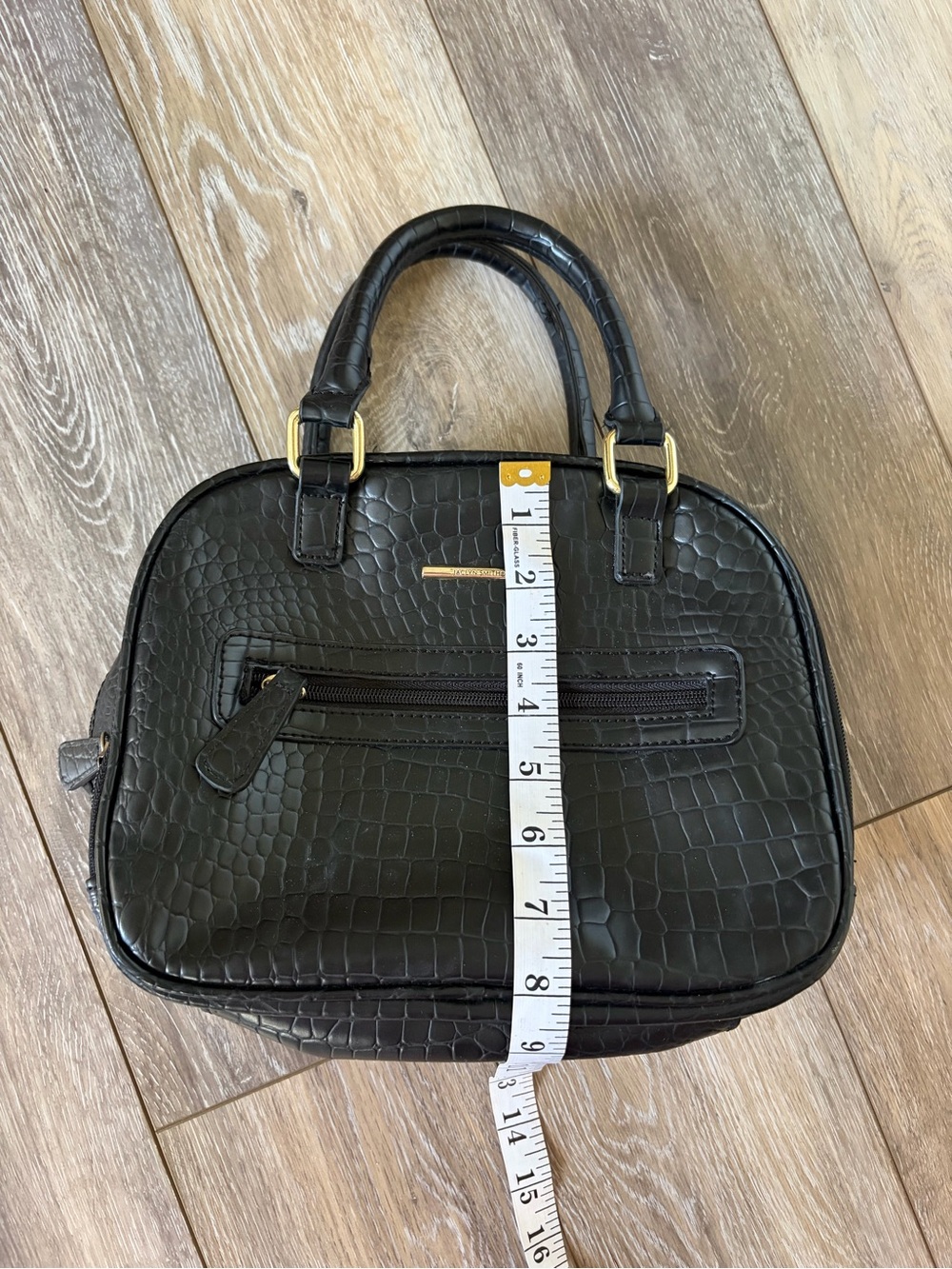 Jaclyn Smith Black Croc-Embossed Dome Satchel Handbag - Picture 7 of 8